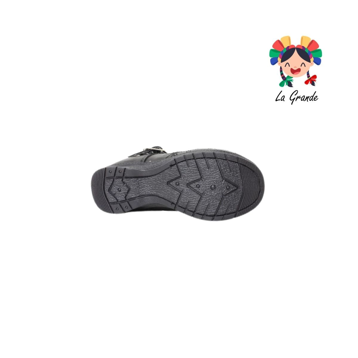 001 BRIANDA Negro Piel Zapato Escolar para Niña