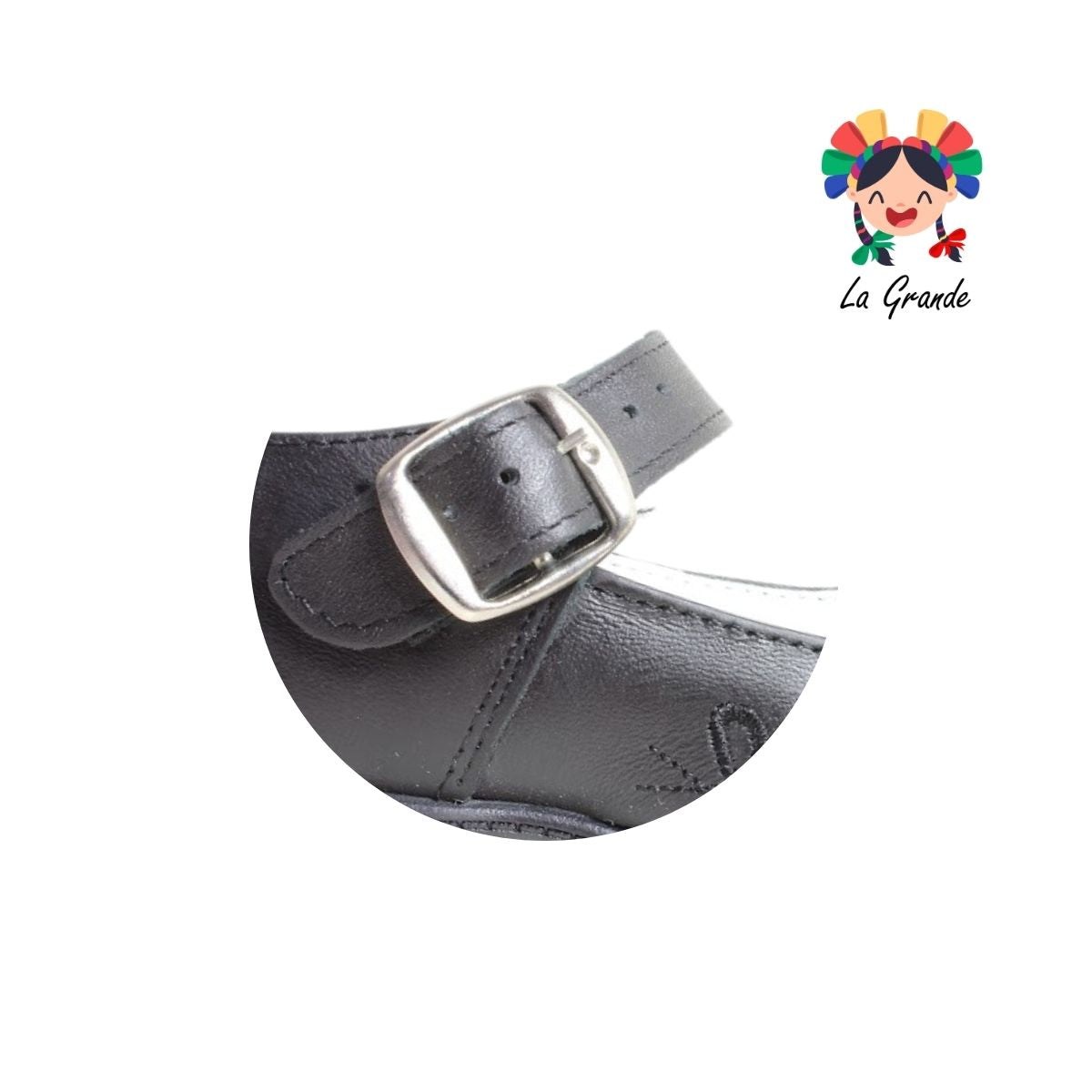 001 BRIANDA Negro Piel Zapato Escolar para Niña
