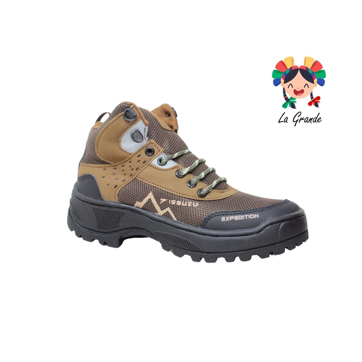 001 ISSUZU Café Negro Bota de Montaña para Caballero