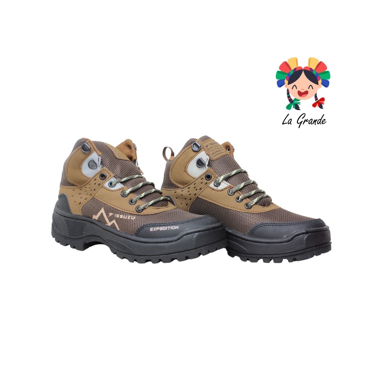 001 ISSUZU Café Negro Bota de Montaña para Caballero