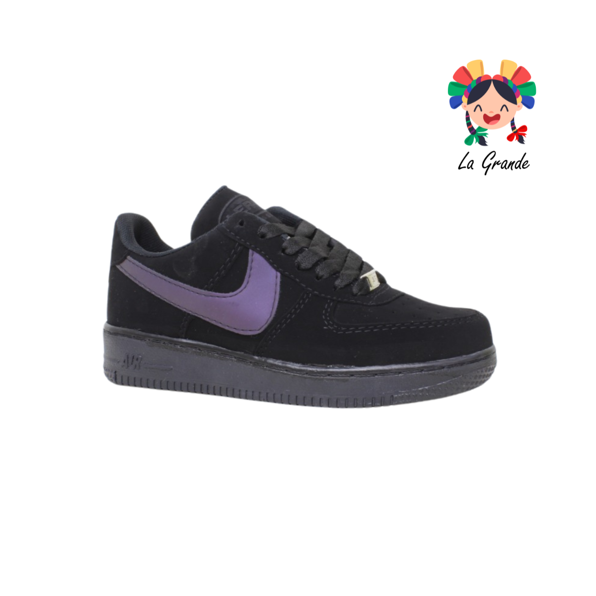 002 LERMI Negro Tornasol Nobuck Tenis Casual para Dama y Joven