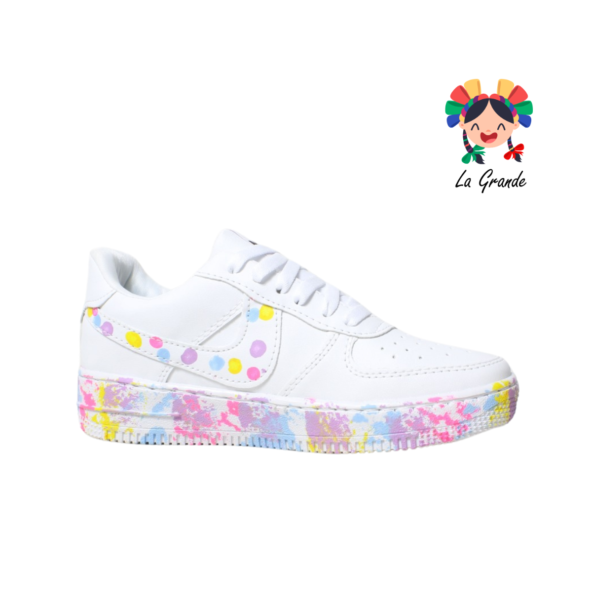 002 NIK-Z Blanco Lila Confeti Tenis Casual para Dama
