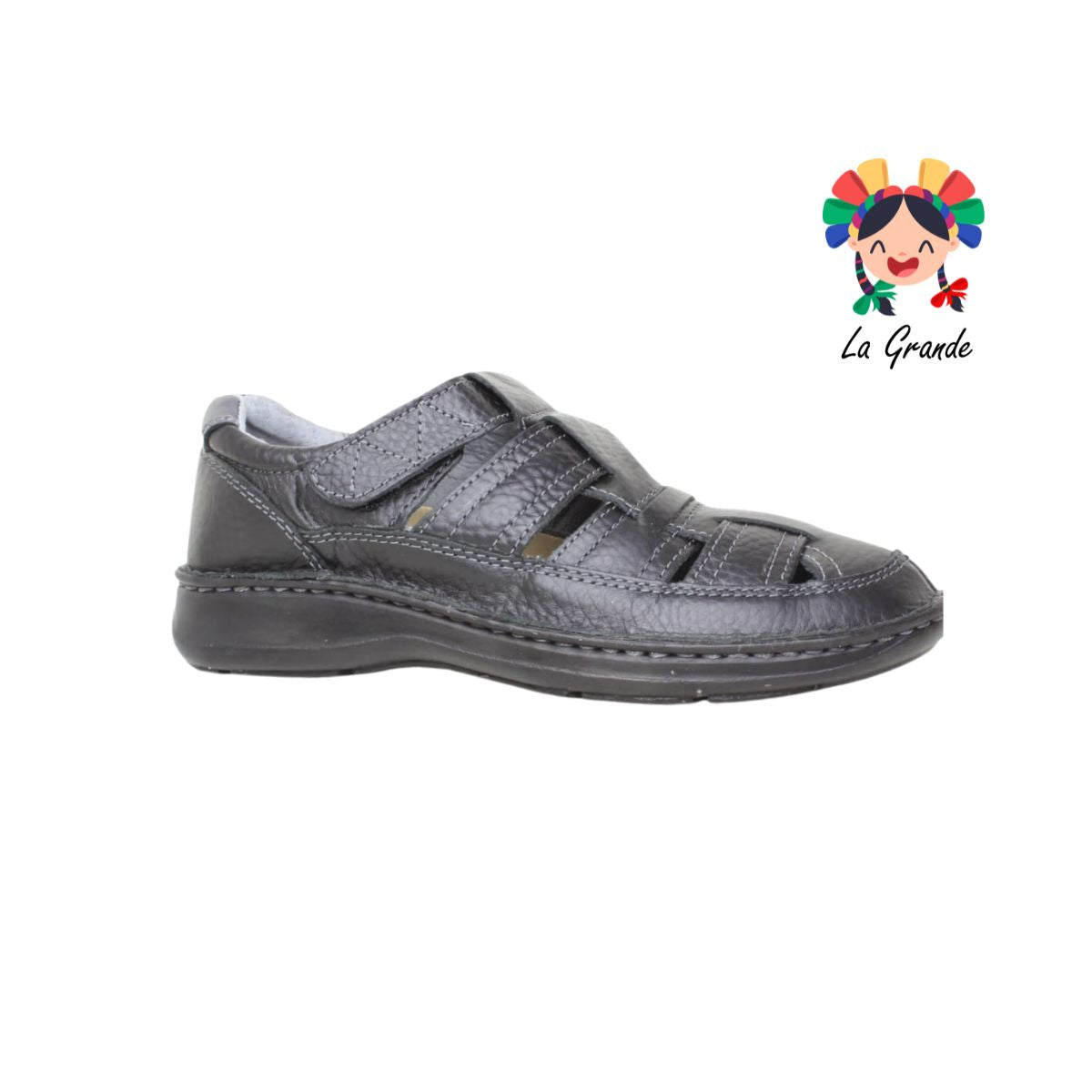 005 PAOLO BRIGOLETTI Negro Flother Piel Huarache Casual para Caballero