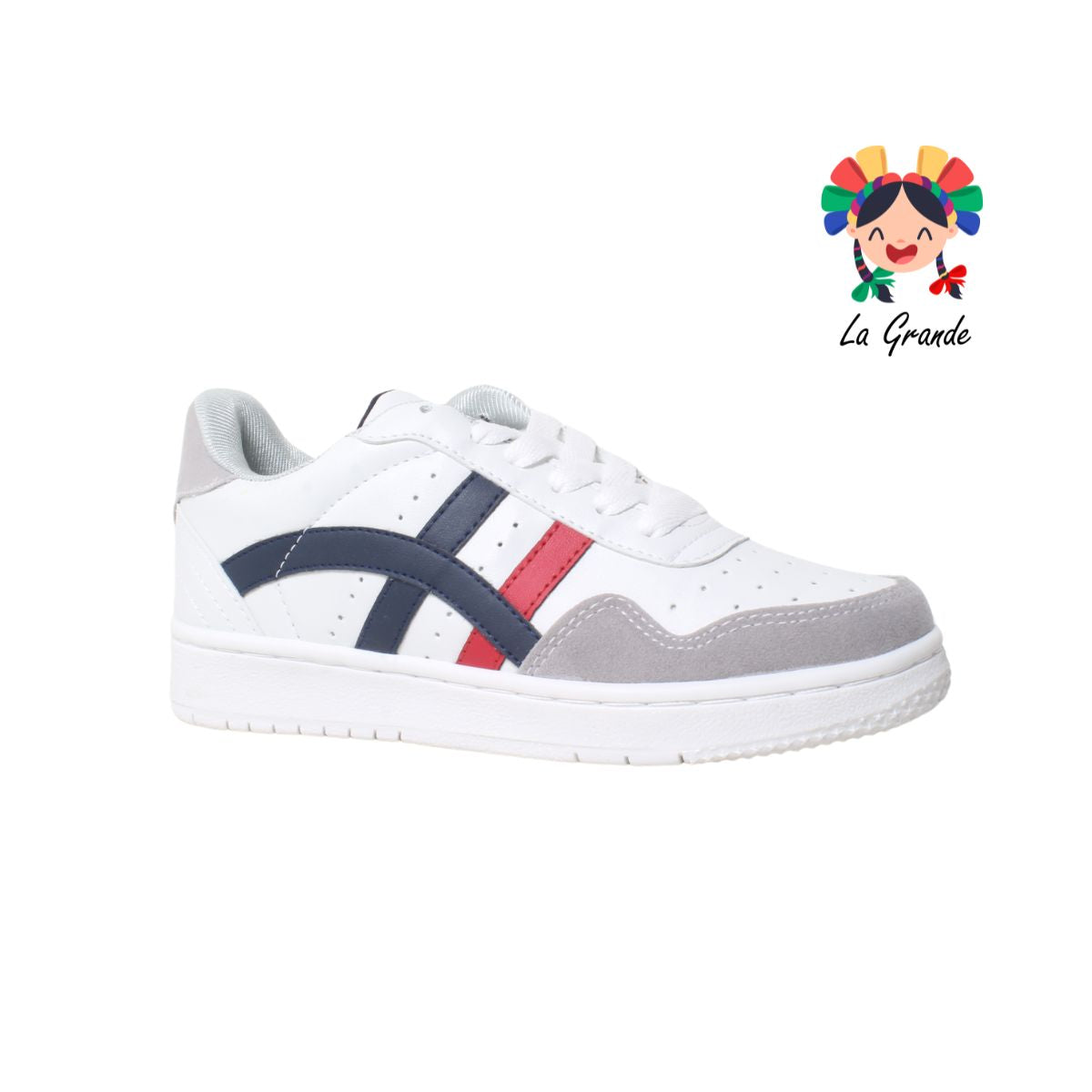 005 LERMI Bco Mno Rojo Tenis Casual para Dama y Joven