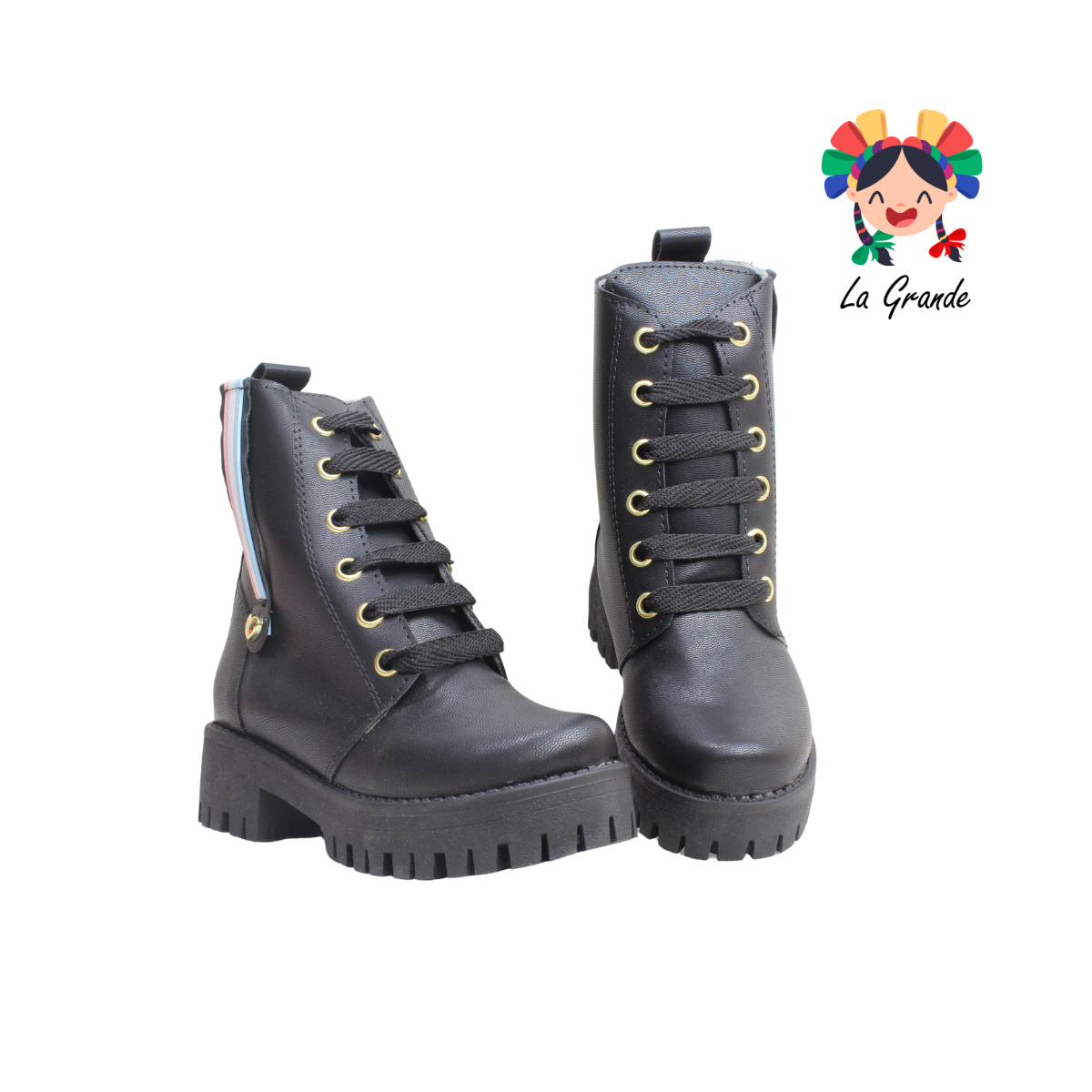 007 GABRIELA Negro Piel Bota Casual para Niña