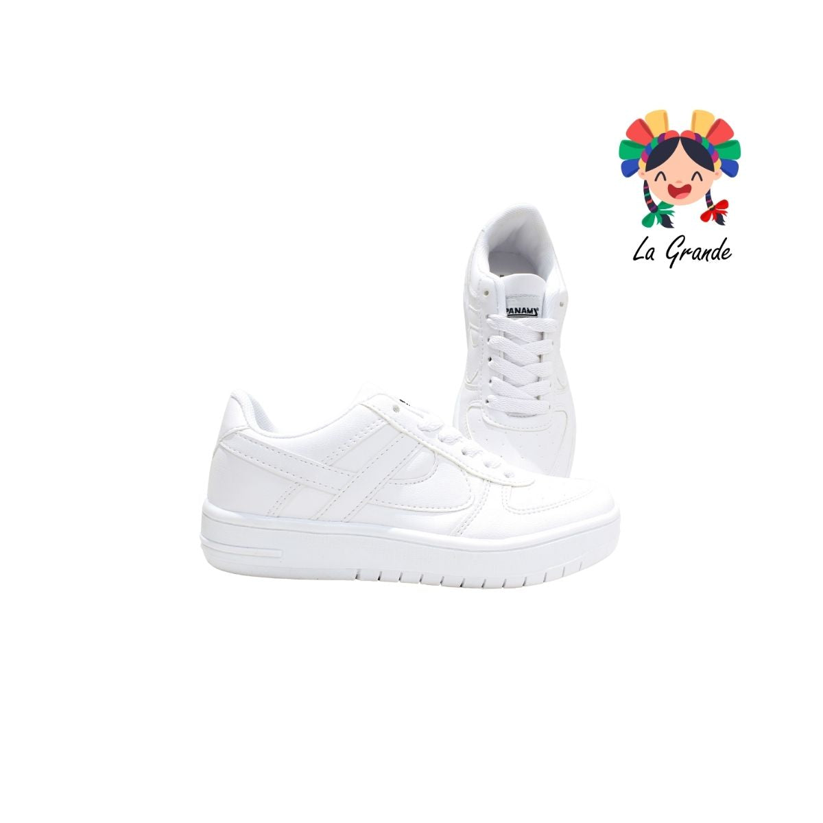 010290 PANAM  Blanco Napa Tenis Casual Escolar para Dama,Joven y Caballero Original