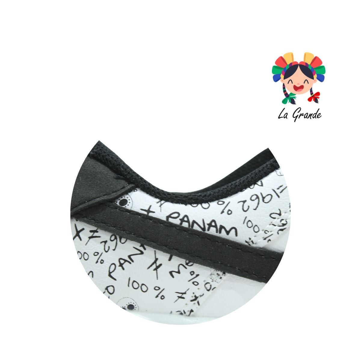 010650 PANAM Blanco Negro Sint Tenis Choclo para Dama y Joven Nacional Original