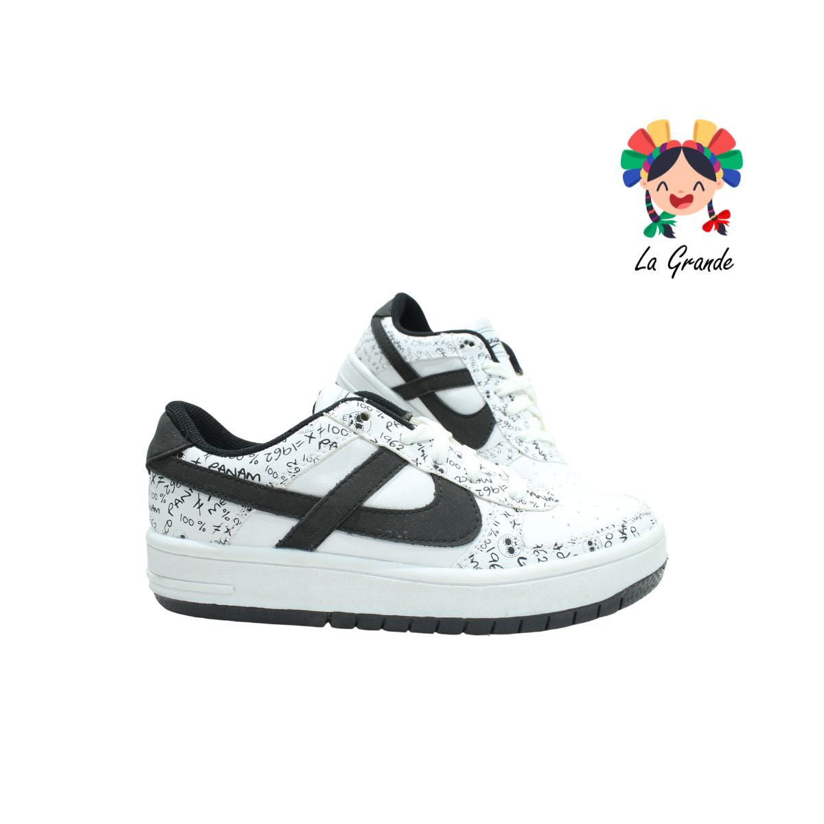 010650 PANAM Blanco Negro Napa Tenis Casual para Dama y Joven Original