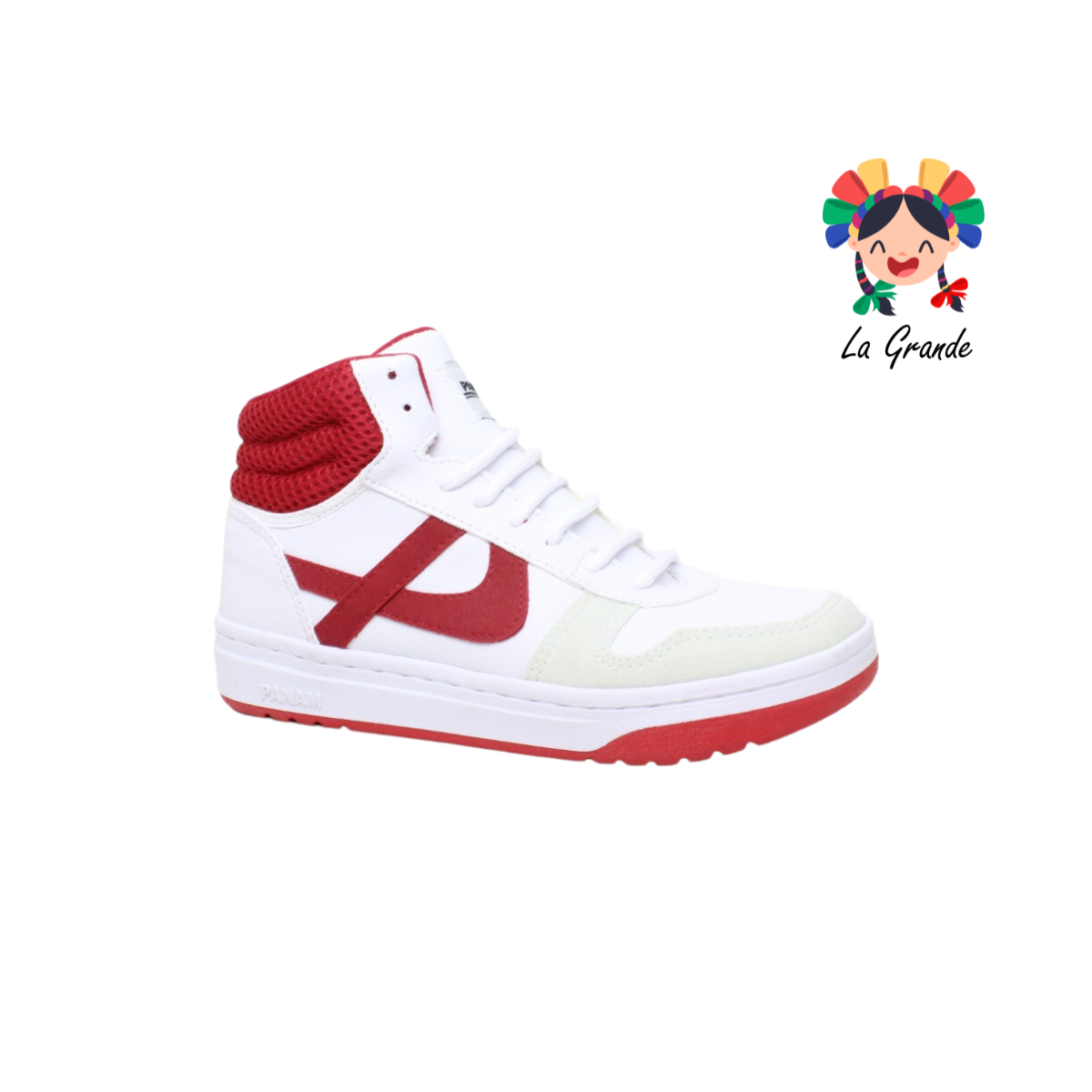 010652 PANAM Blanco Rojo Sintético Tenis Tipo Bota Nacional Original Urban para Caballero