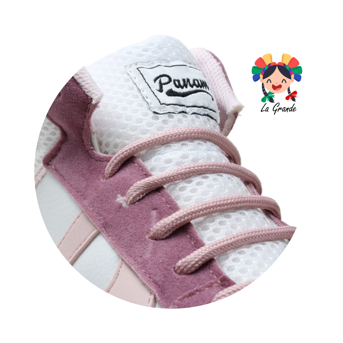 010700 PANAM Blanco Rosa Napa Tenis Casual para Dama Original