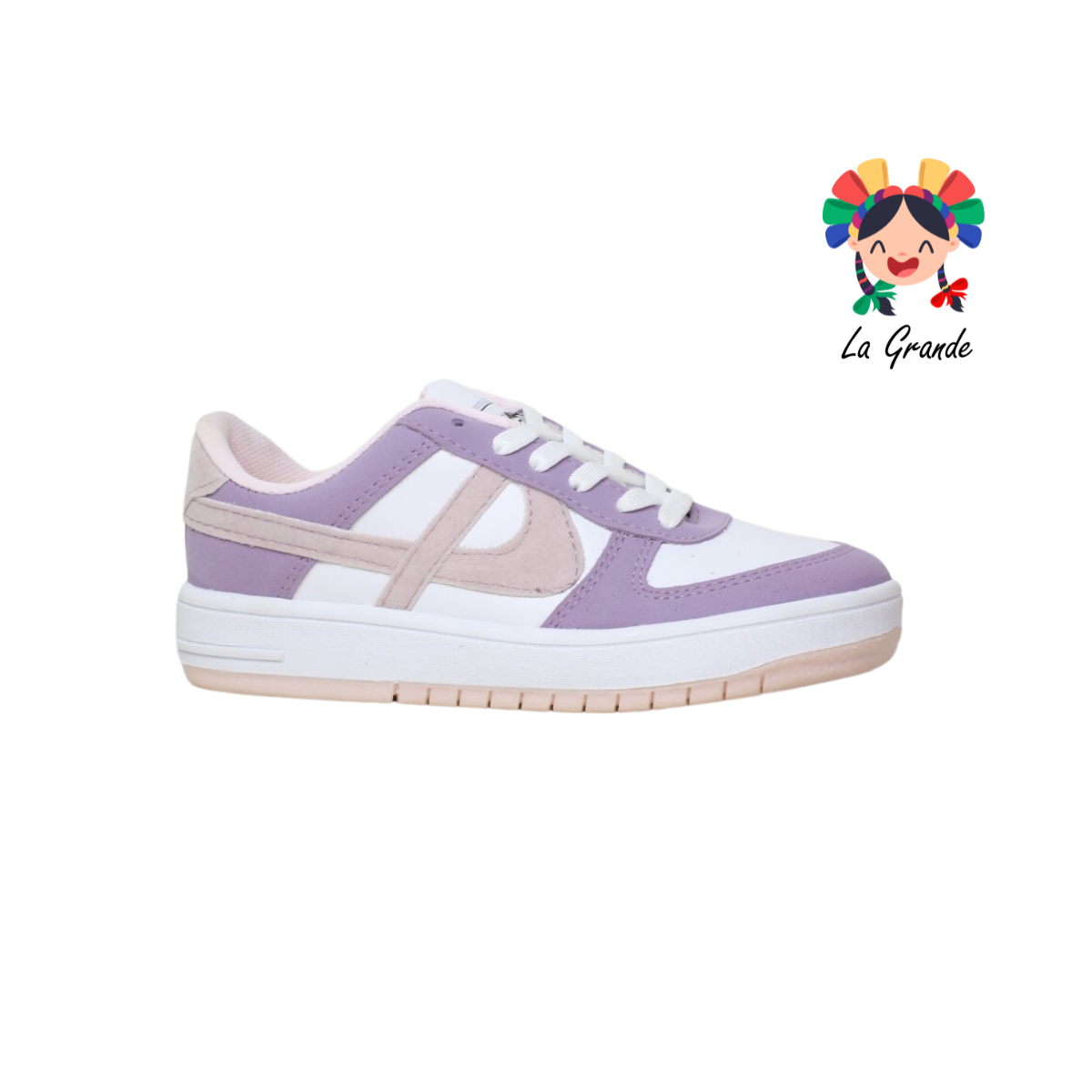010730 PANAM Blanco Lila Napa Tenis Casual para Dama Original