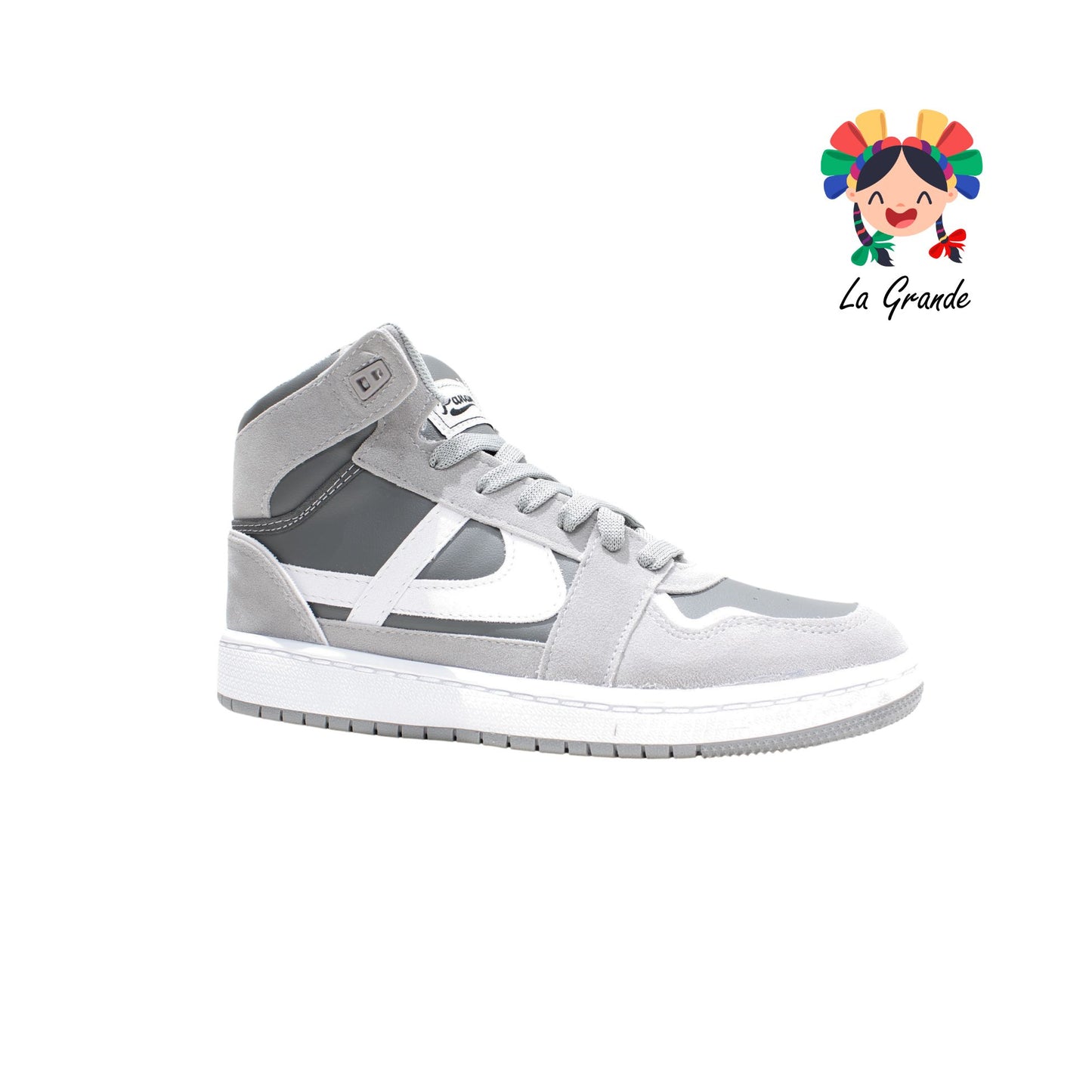 010846 PANAM Gris Napa Gamuza Tenis Casual Original para Dama, Joven, Caballero