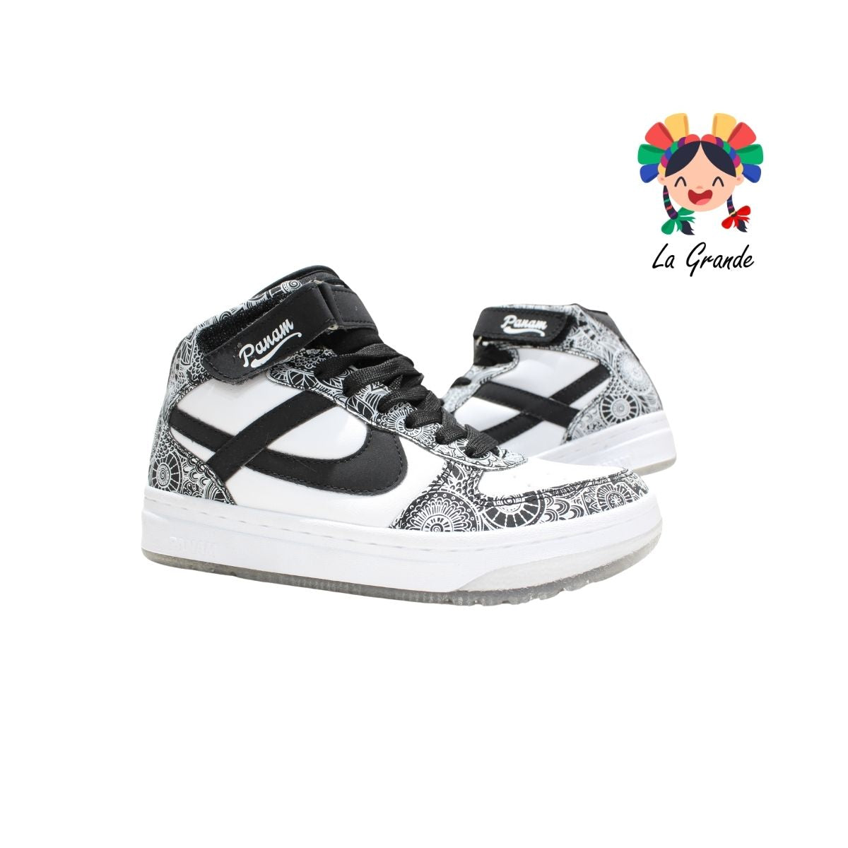 010859 PANAM Bco Negro Napa Tenis Casual Original para Dama,Joven y Caballero