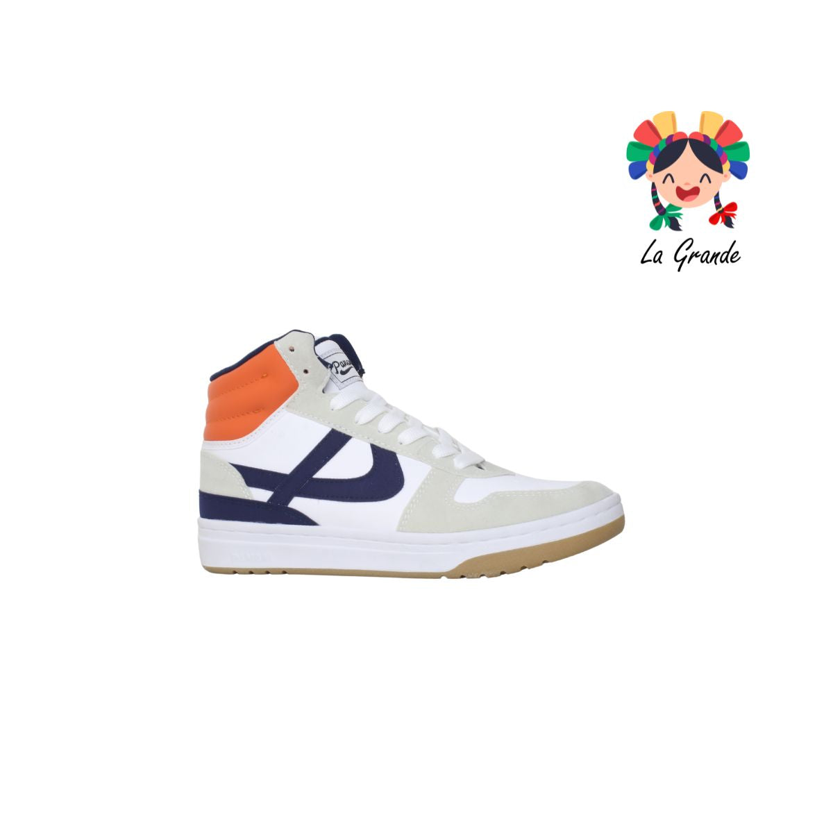 010870 PANAM Blanco Azul Napa Gamuza Tenis Casual Original para Dama, Joven y Caballero
