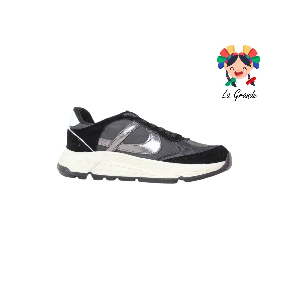 010952 PANAM Negro Plomo Napa Tenis Casual Original para Caballero