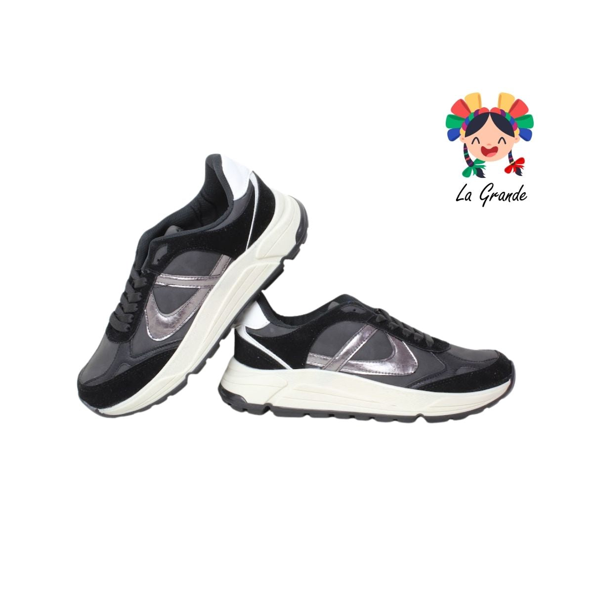 010952 PANAM Negro Plomo Napa Tenis Casual Original para Caballero