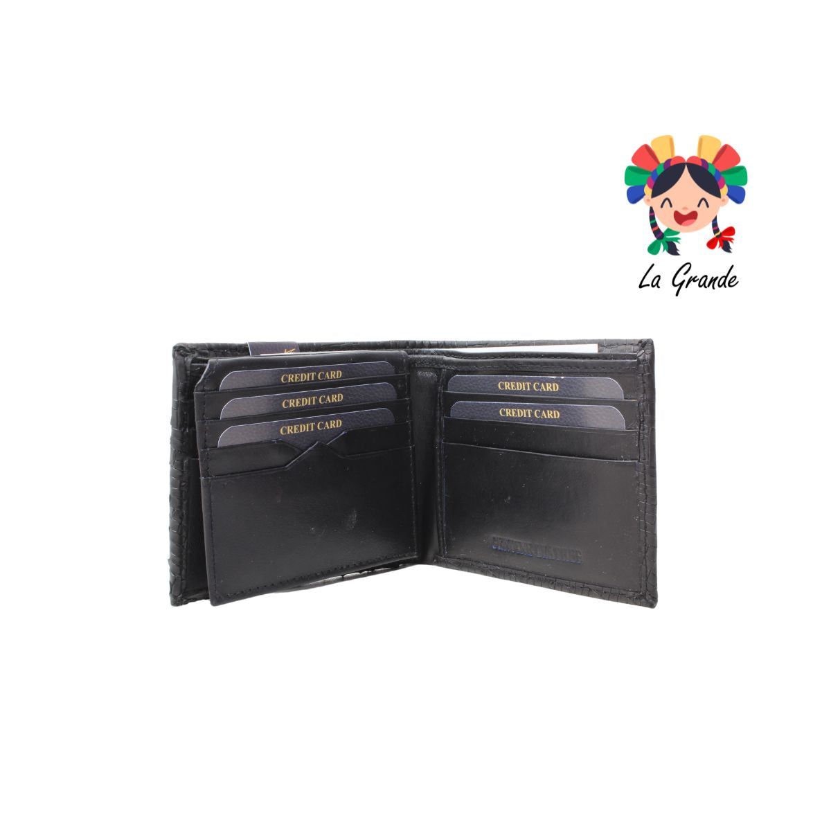 010 Cartera Negro Textura Total Casual para Caballero