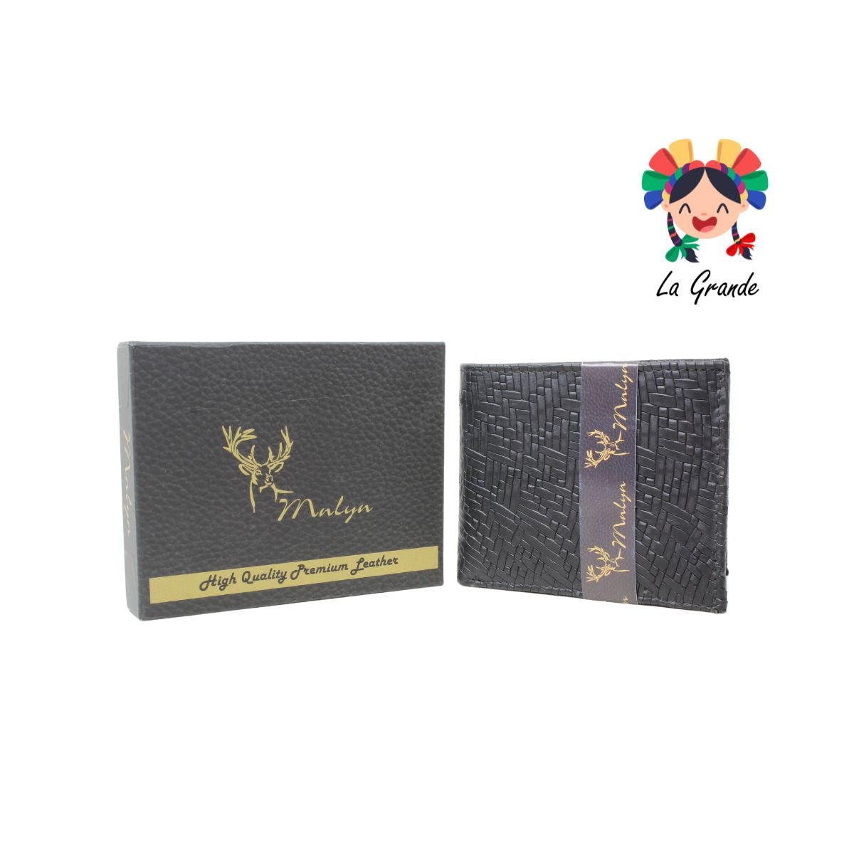 010 Cartera Negro Textura Total Casual para Caballero