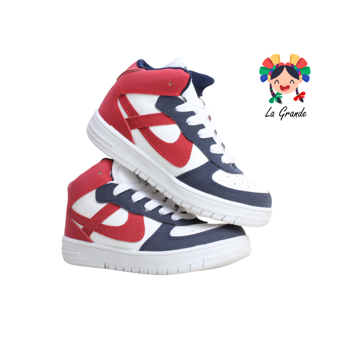 011514 PANAM Bco Azul Rojo Napa Tenis Escolar Urbano para Niña y Niño Original