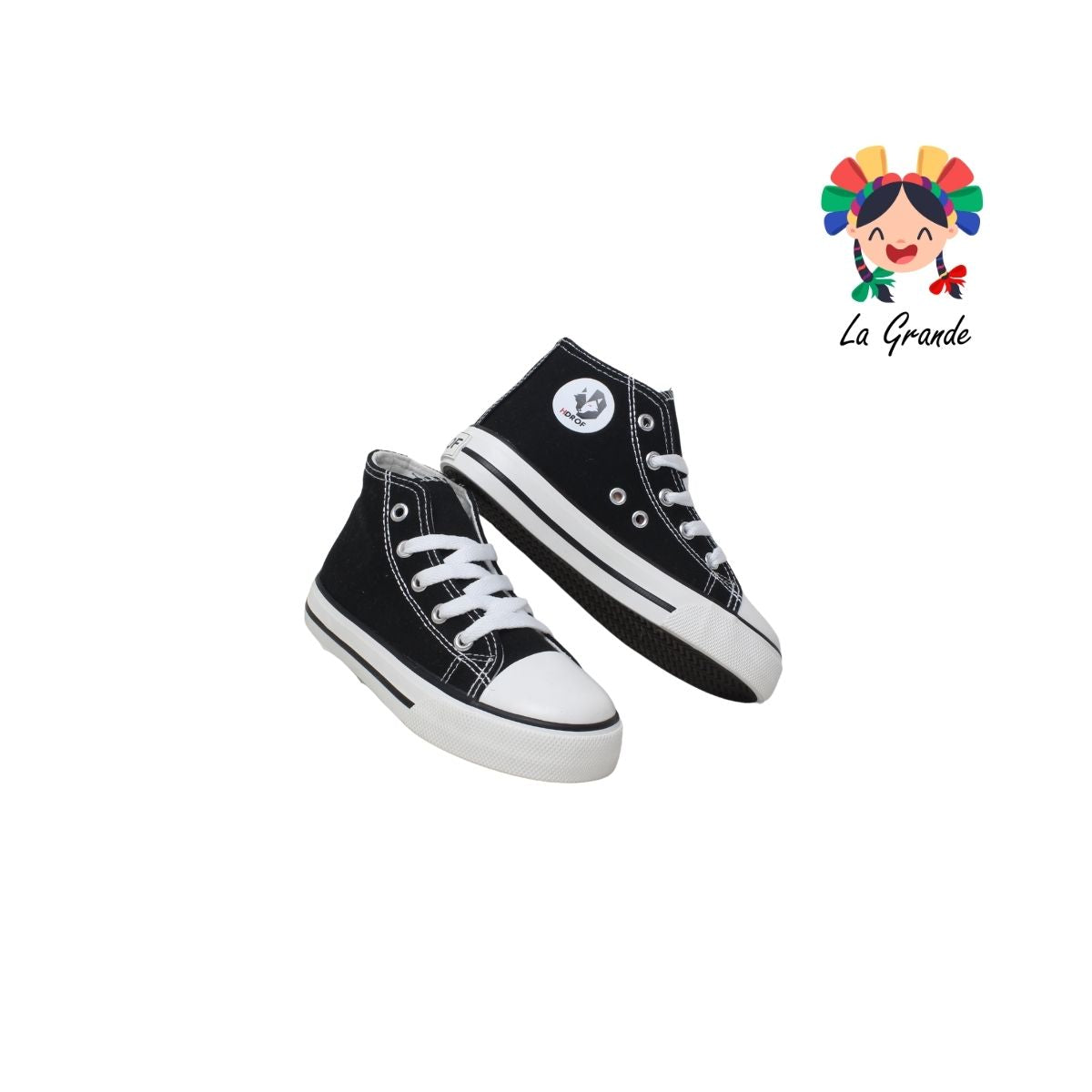 013 H DROF Negro Blanco Tenis Casual para Niño, Niña, Dama, Joven y Caballero