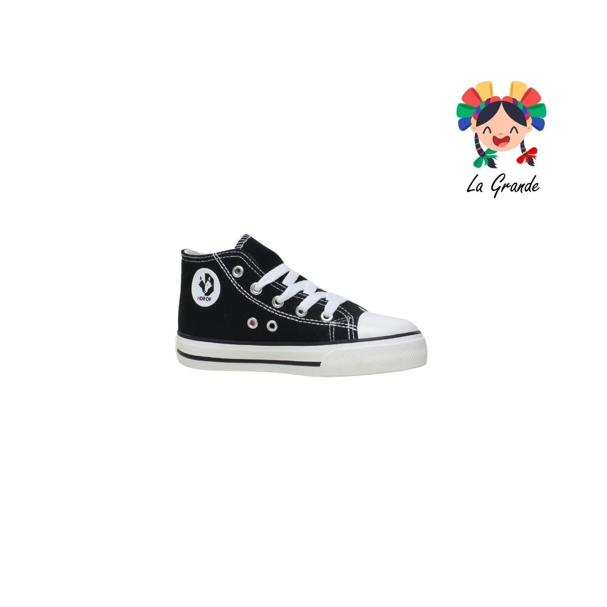 013 H DROF Negro Blanco Tenis Casual para Niño, Niña, Dama, Joven y Caballero