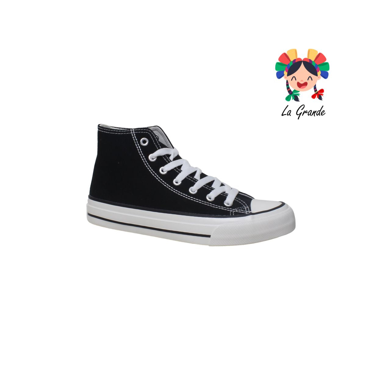 013 H DROF Negro Blanco Tenis Casual para Niño, Niña, Dama, Joven y Caballero