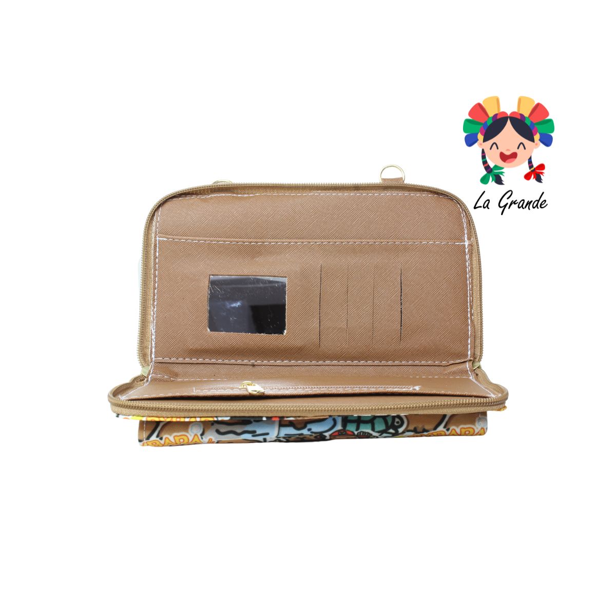 014 Cartera Café Amarillo Capibara con Porta Celular