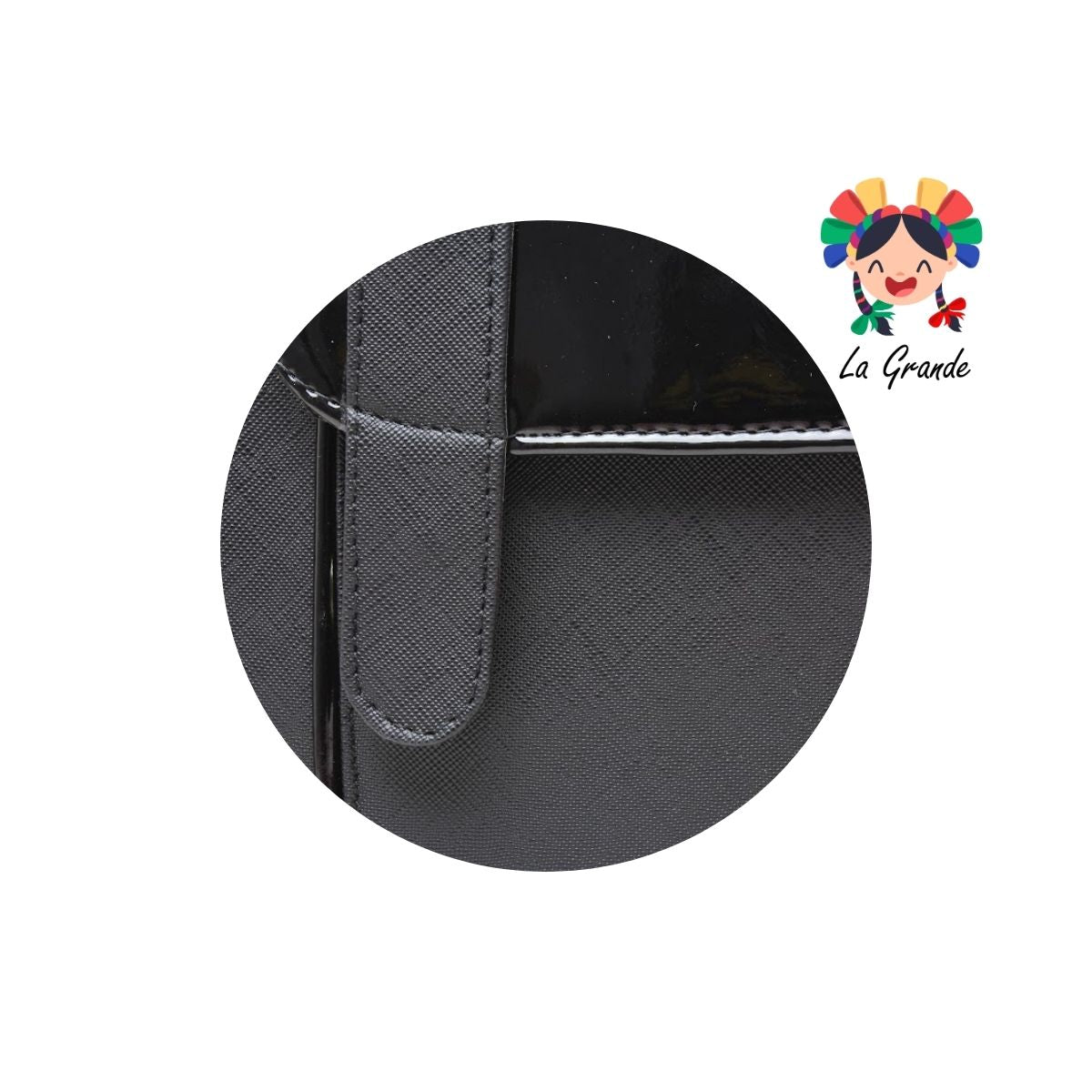 017 Mochila Negro Charol Casual para Dama