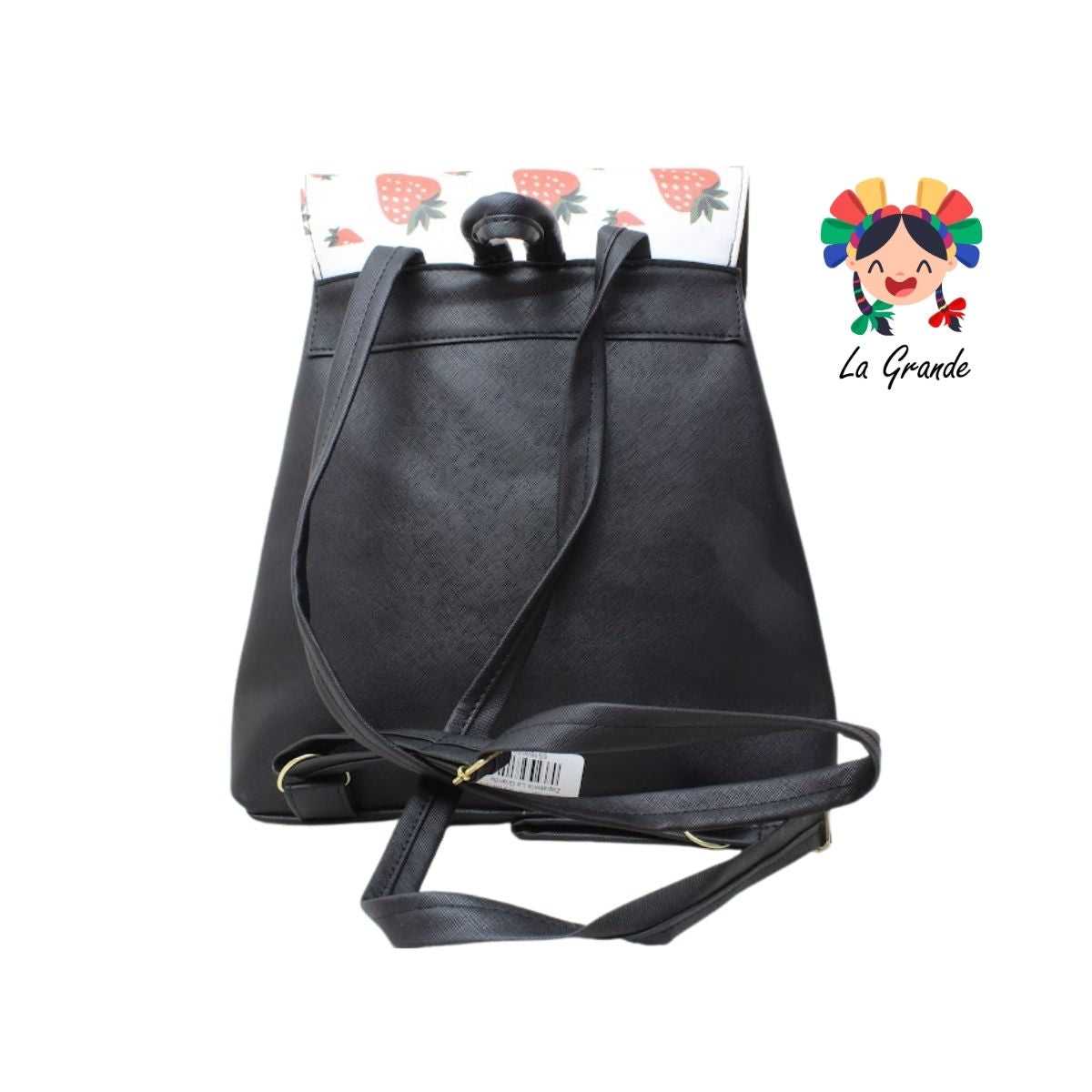 017 Mochila Negro Fresa Casual para Dama