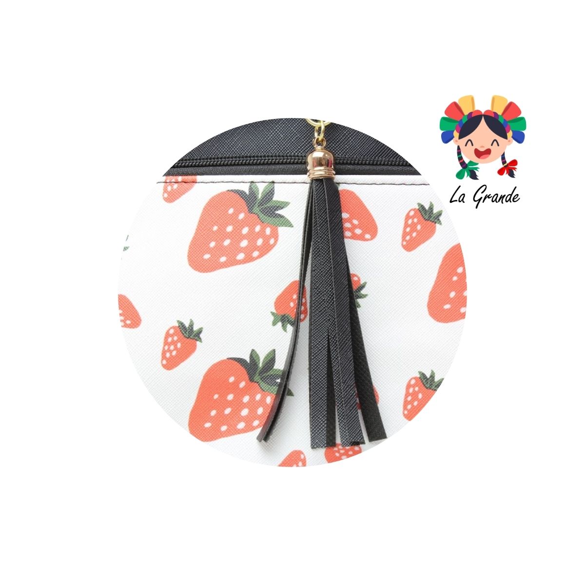 017 Mochila Negro Fresa Casual para Dama