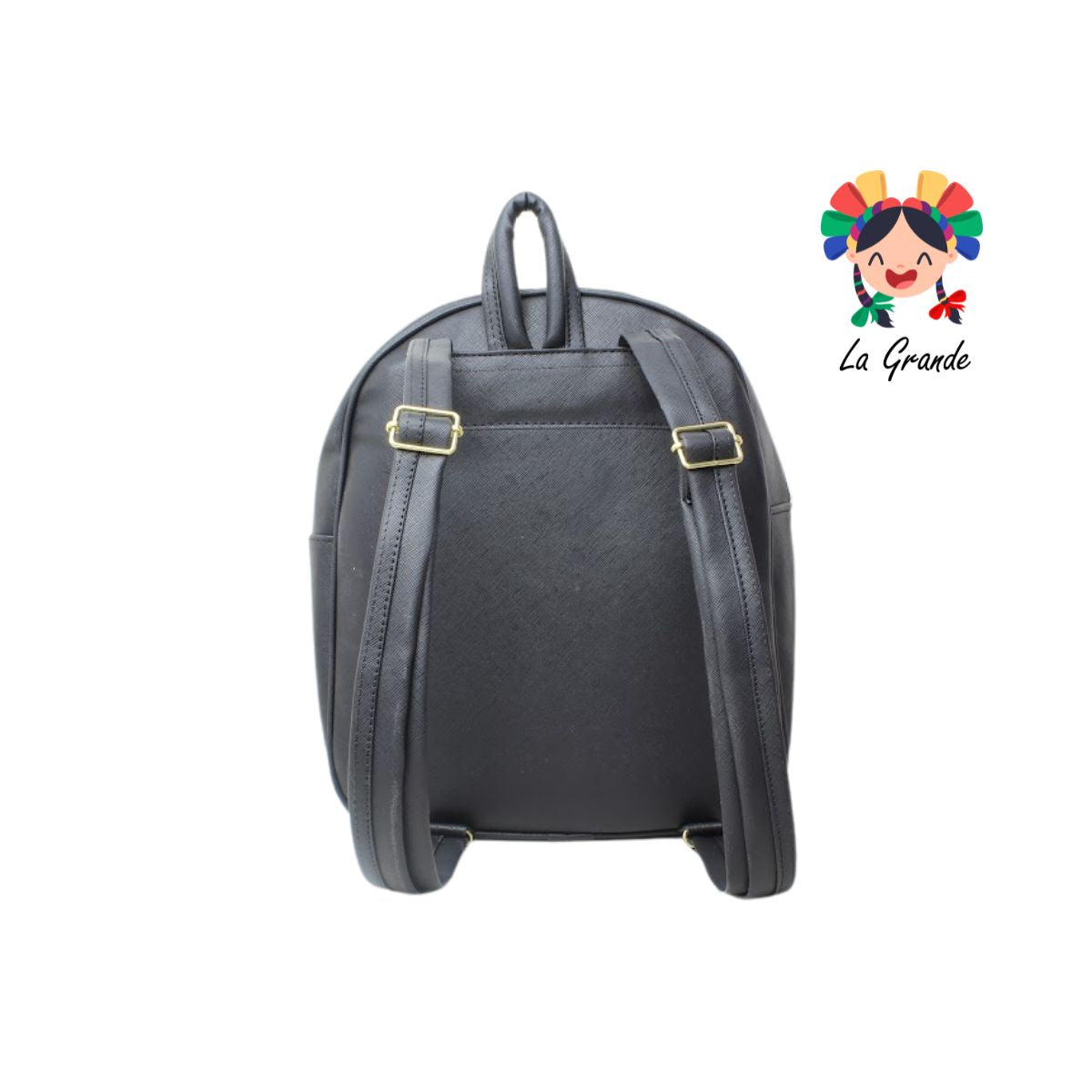 018 Mochila Negra Charol Casual para Dama