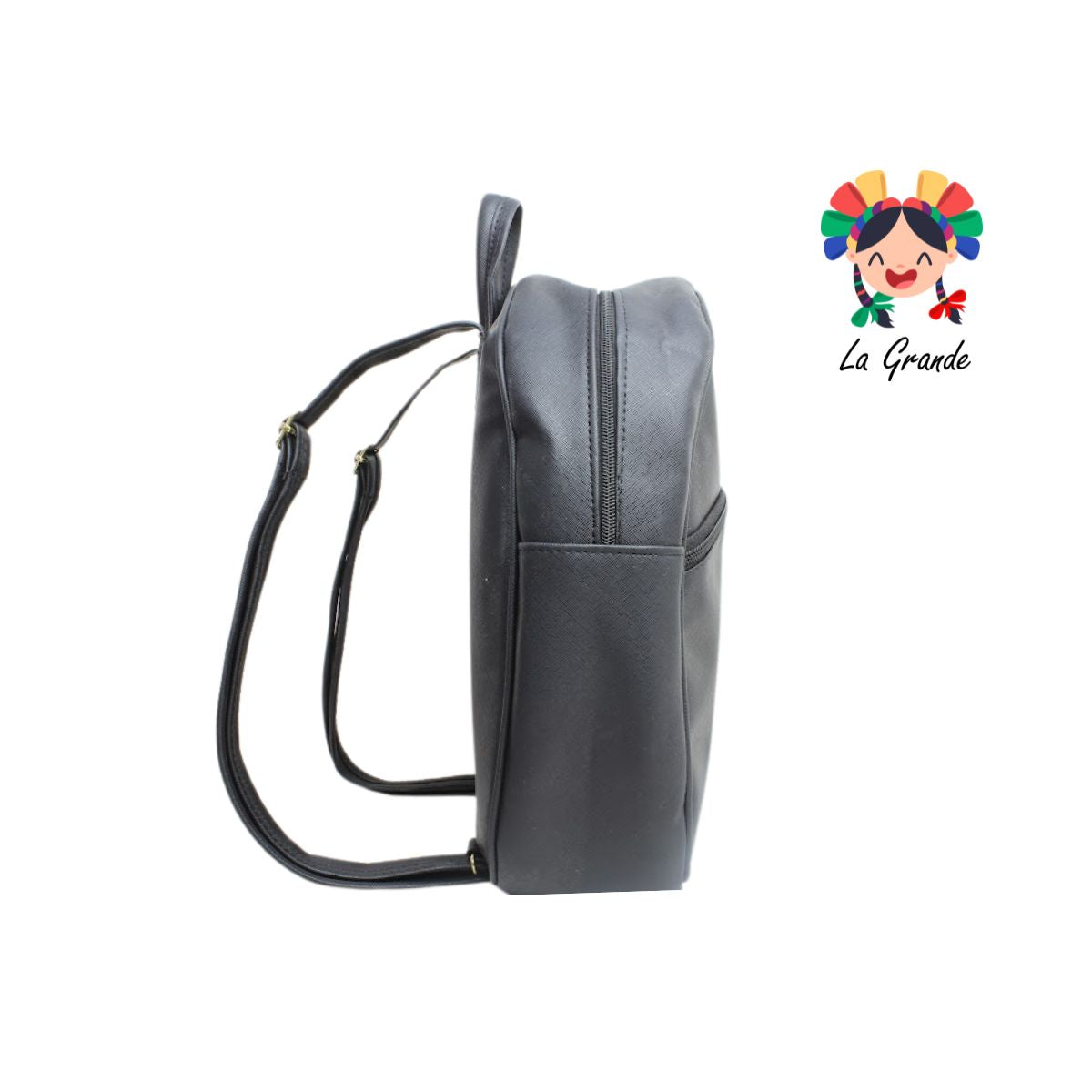 018 Mochila Negra Charol Casual para Dama