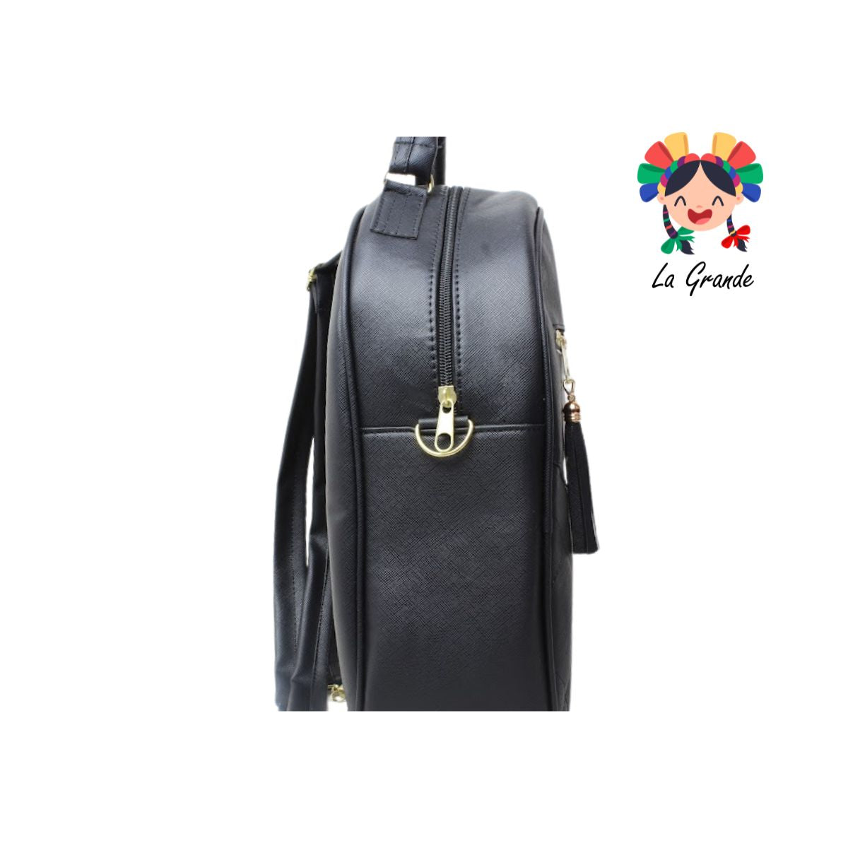 018 Mochila Negra Tornasol Casual Grabada para Dama