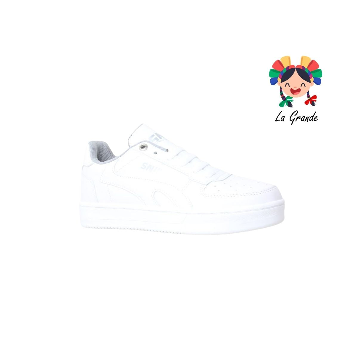 020 SNIK Blanco Blanco Sintético Tenis Escolar para Dama y Joven
