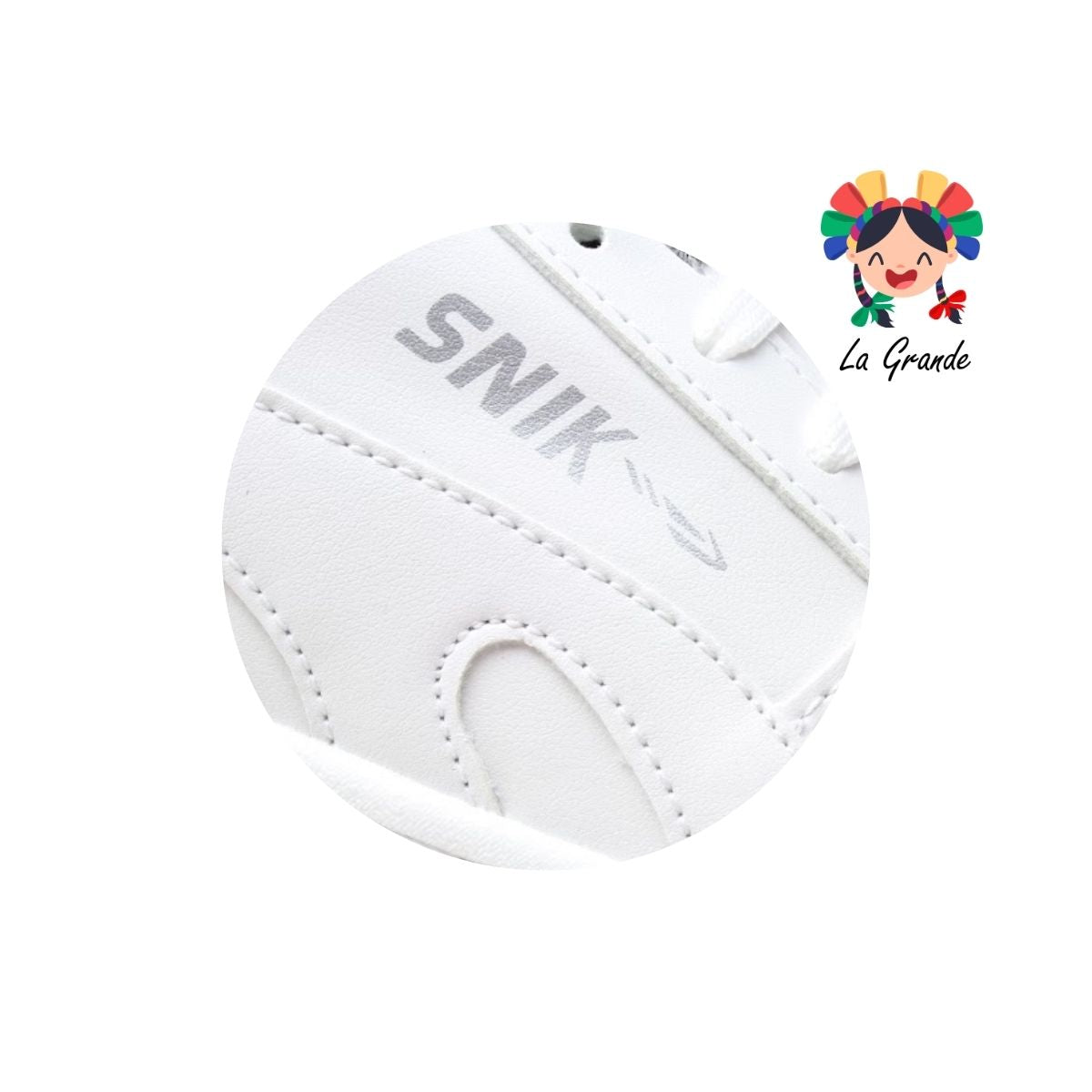 020 SNIK Blanco Blanco Sintético Tenis Escolar para Dama y Joven