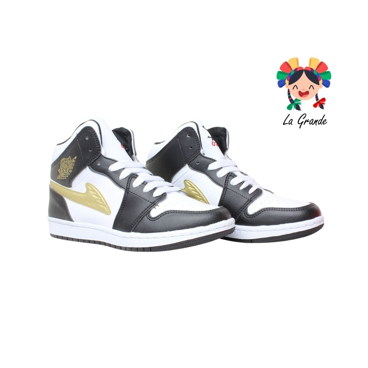 023 APT Bco Negro Oro Tenis Casual para Caballero
