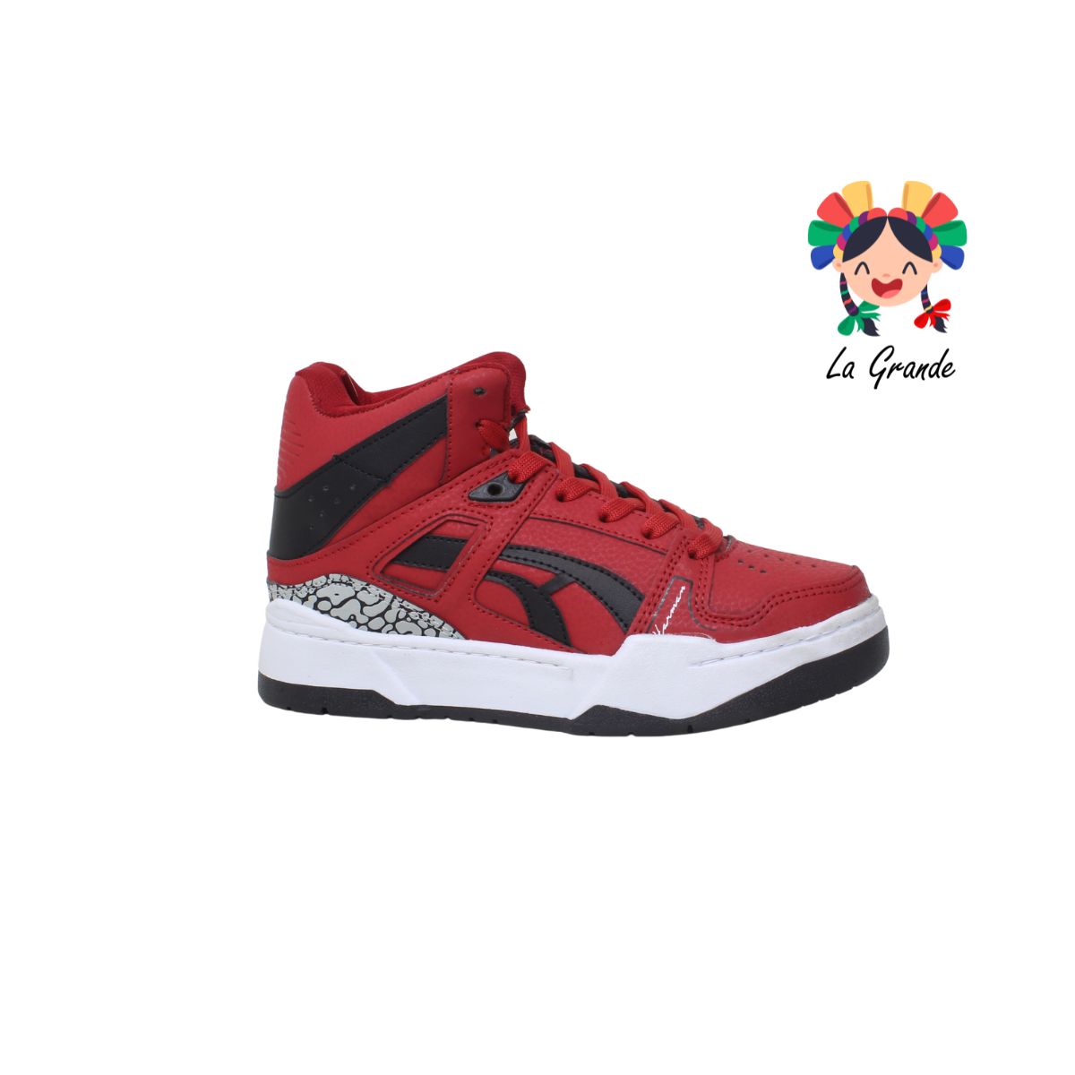 023-B HARMAN Rojo Negro Sintético Tenis Casual Urban para Joven y Dama