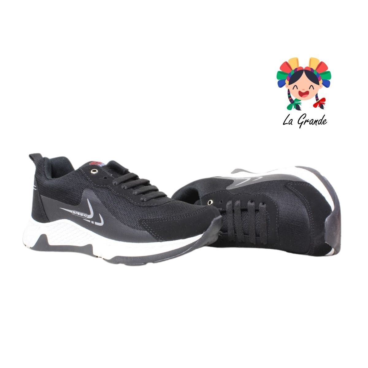 023 SPEIS10 Negro Blanco Tenis Deportivo para Dama y Joven