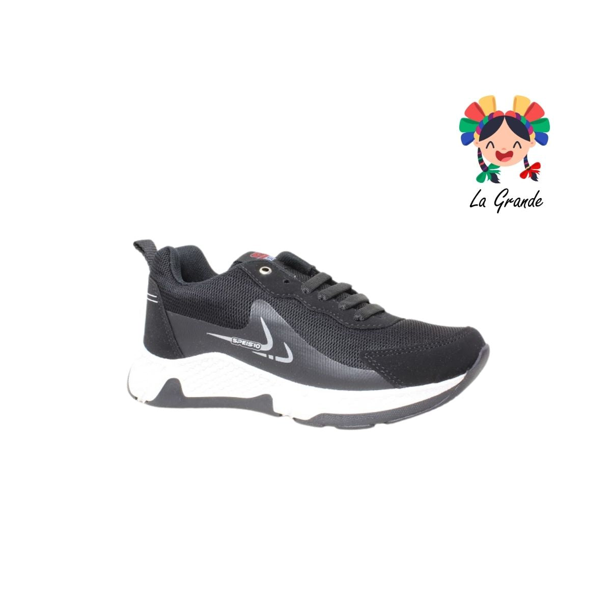 023 SPEIS10 Negro Blanco Tenis Deportivo para Dama y Joven