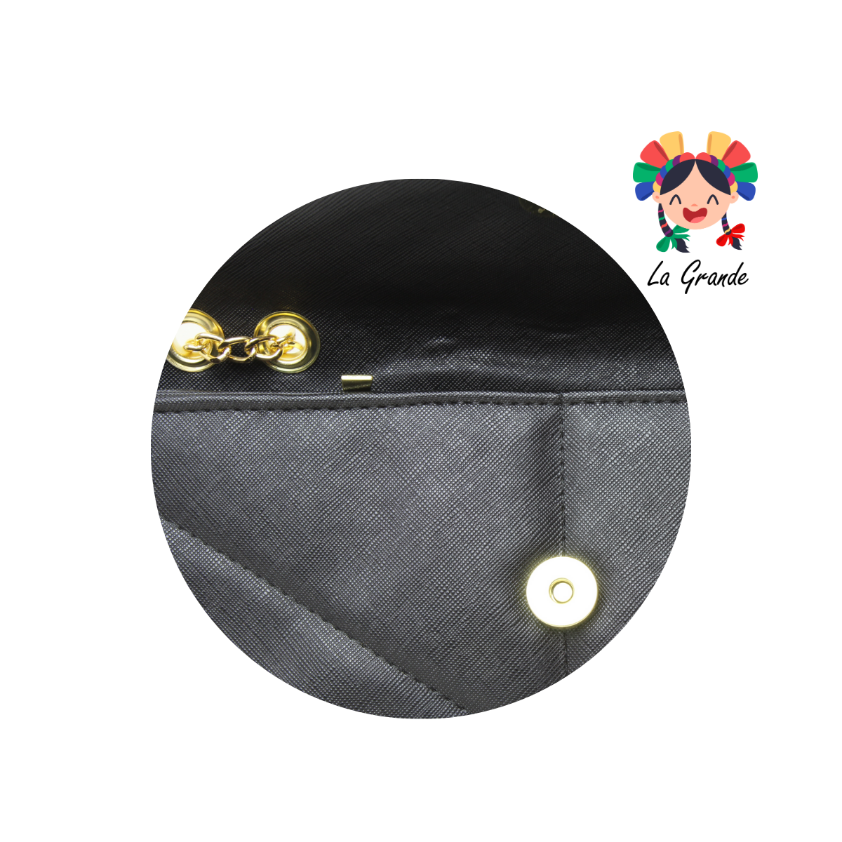 024 Bolsa Negra tipo Cartera con Cadena para Dama