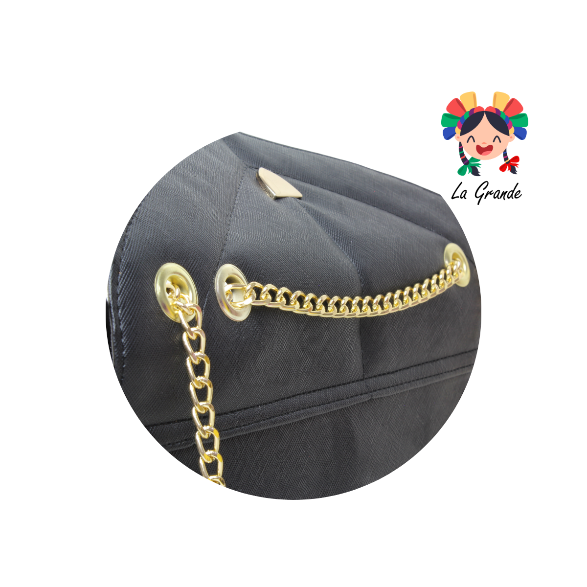 024 Bolsa Negra tipo Cartera con Cadena para Dama