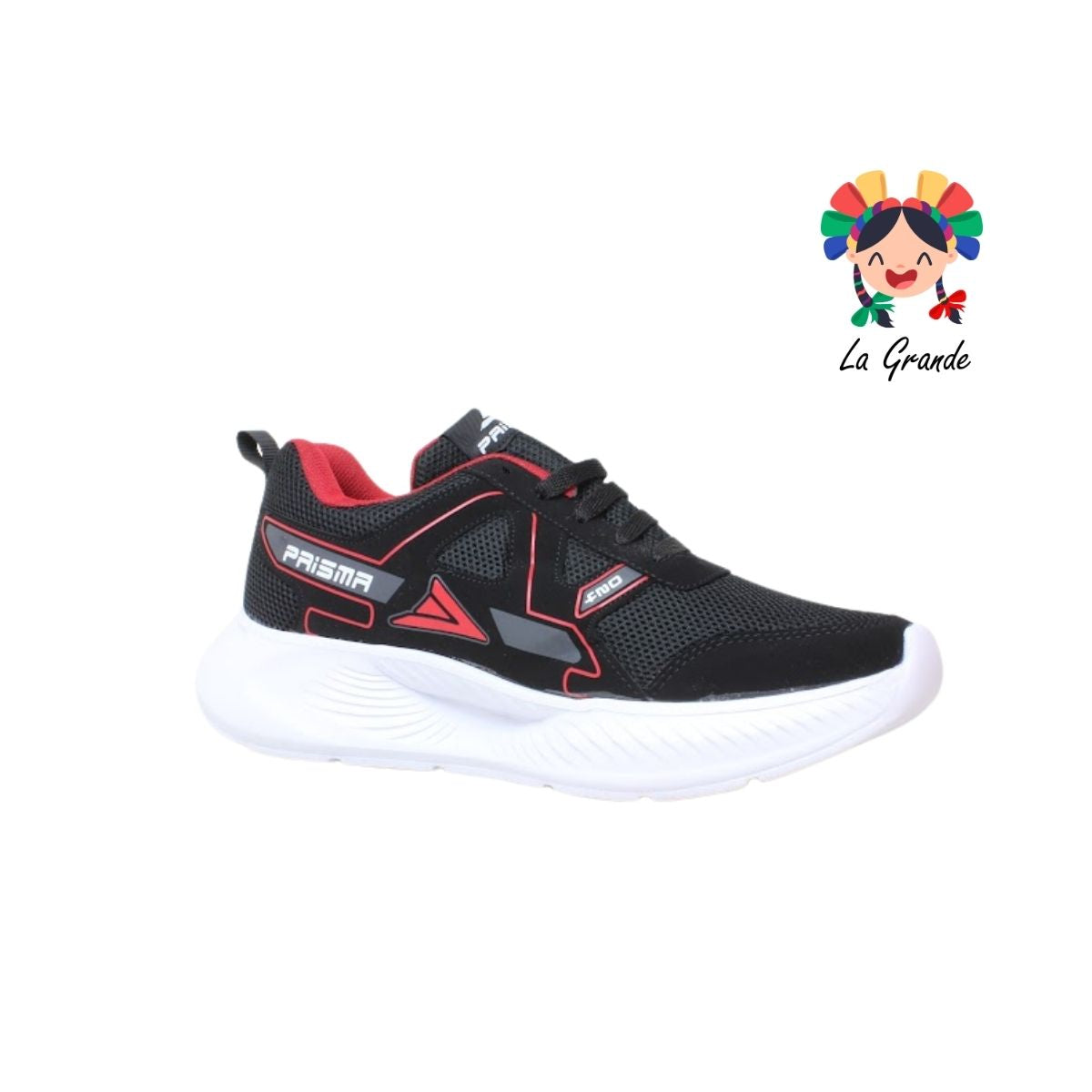 024 PRISMA Negro Rojo Tenis Deportivo para Caballero