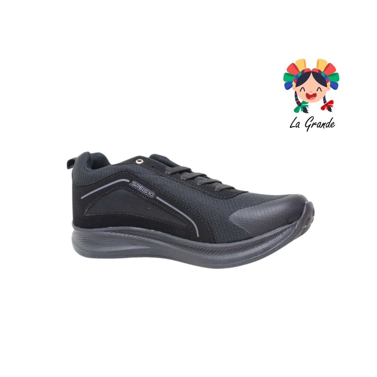 024 SPEIS10 Negro Negro Tenis Deportivo para Caballero