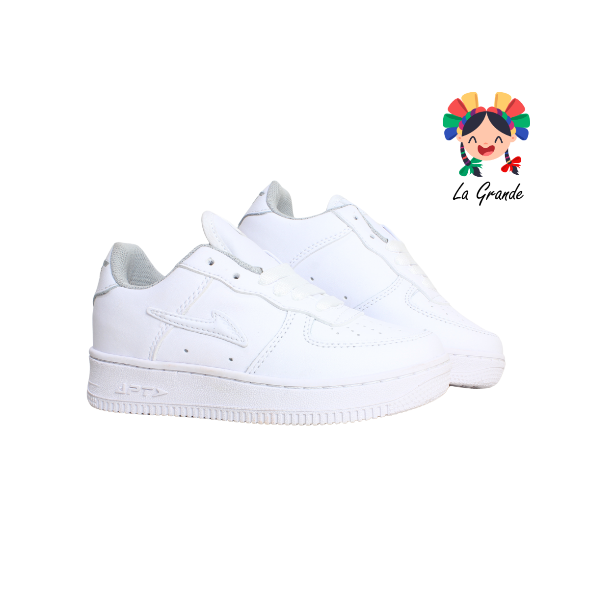 273 APT Blanco Plata Piel Tenis Escolar para Niña y Niño