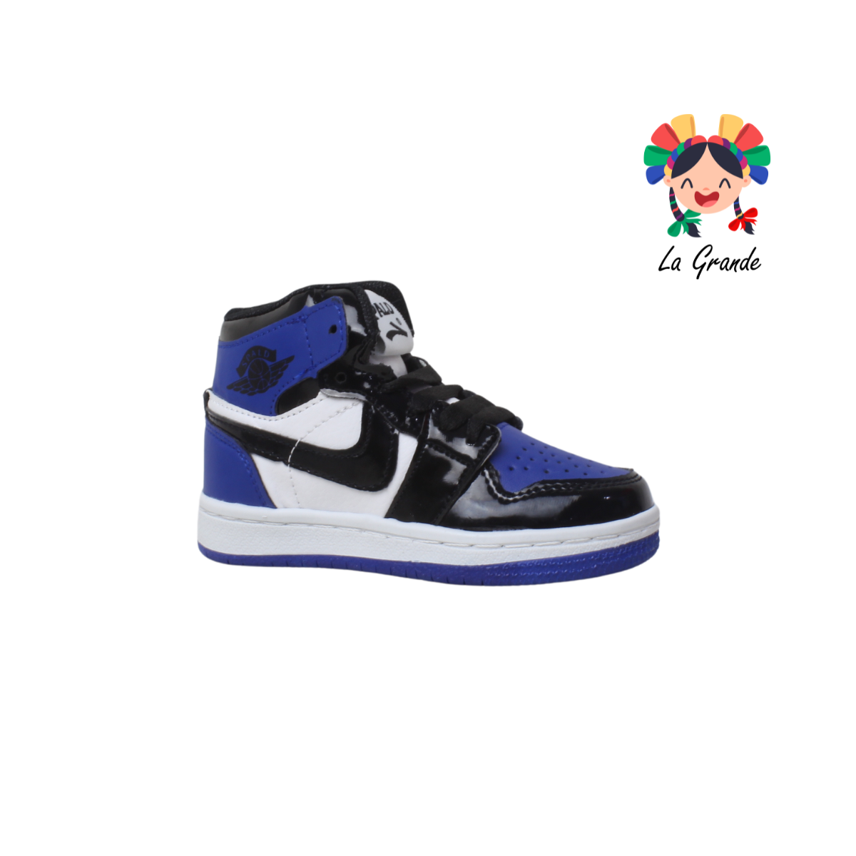 02 SPALD Rey Bco Ngo Charol Tenis Casual para Niño