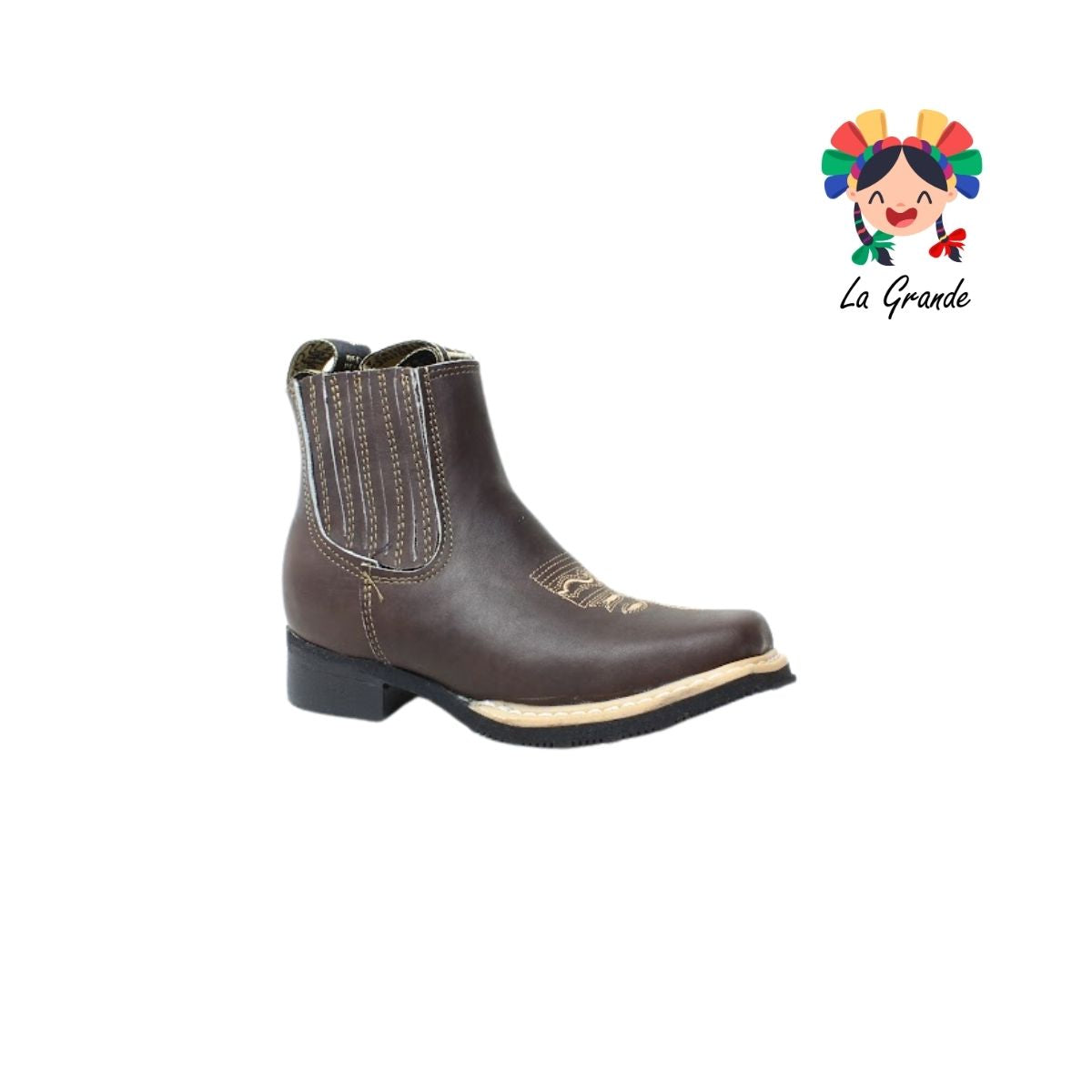 036 ANDRE FLO Café Grasso Piel Bota Vaquera para Niño y Joven