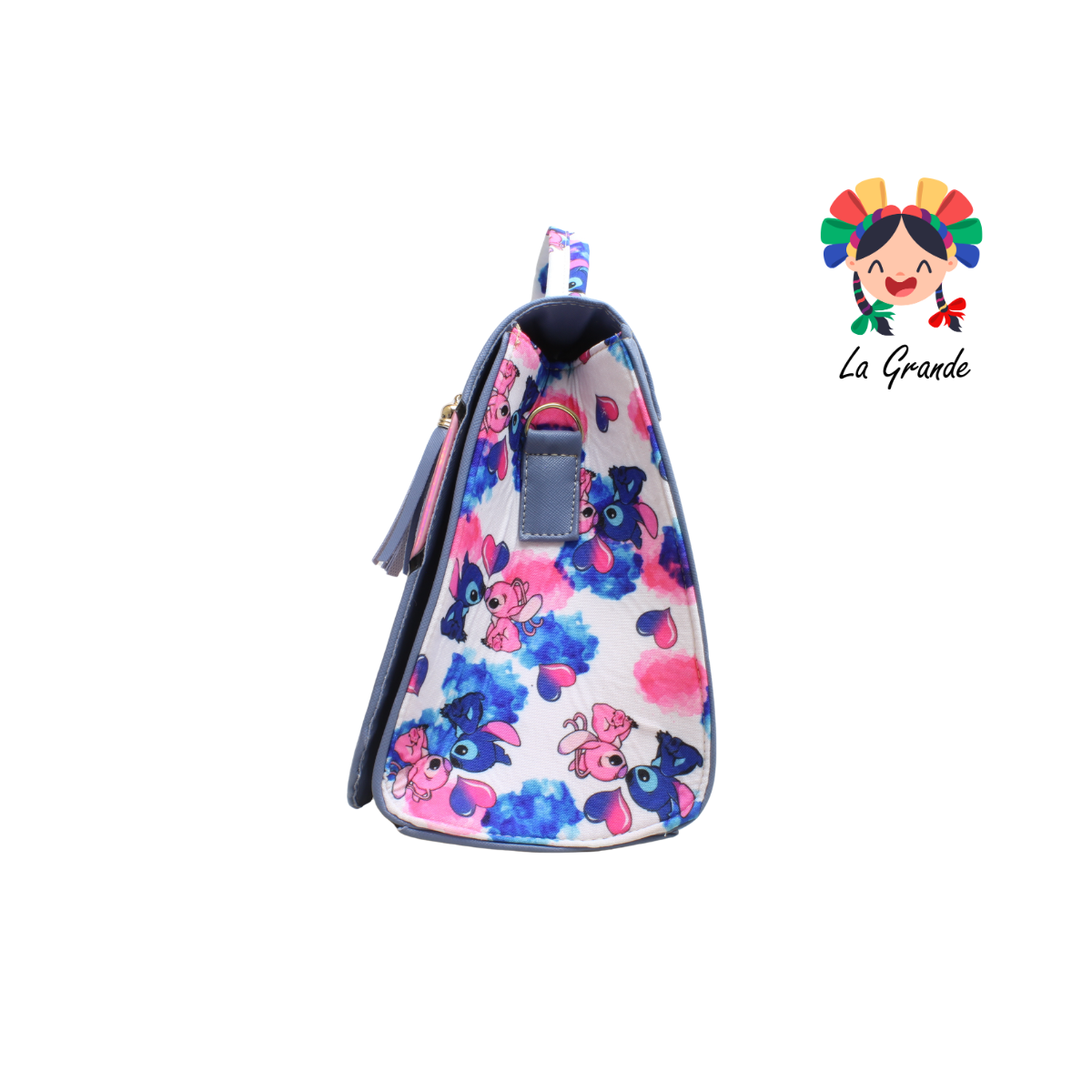 038 STICH Bolsa Cuadrada Azul Rosa Azul Casual para Dama