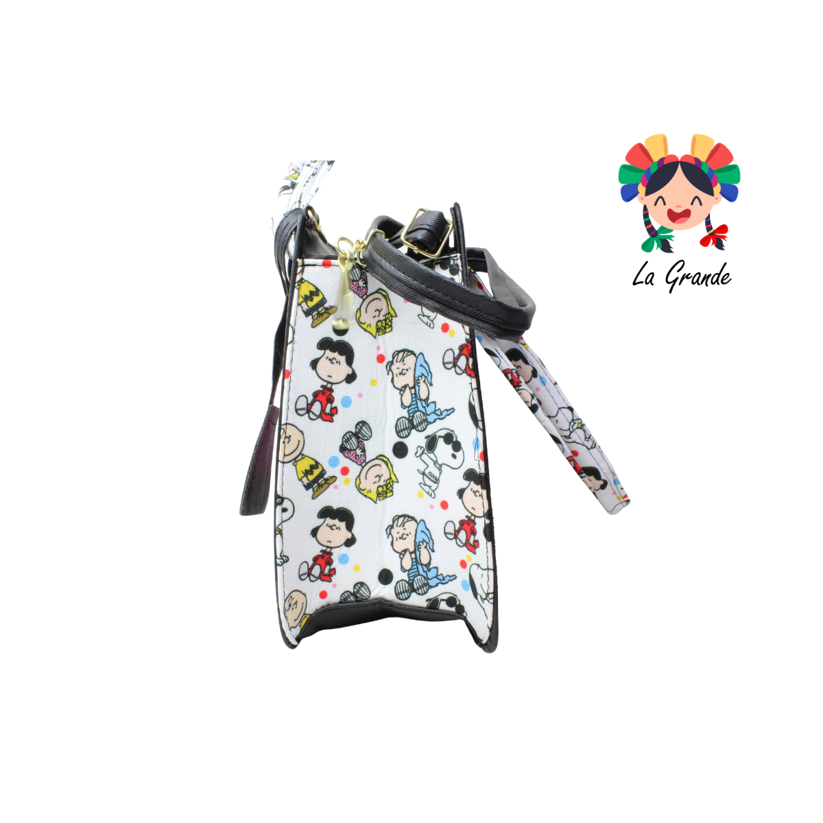 039 Bolsa Grande Negro Blanco Snoop Tipo Cajita Casual para Dama