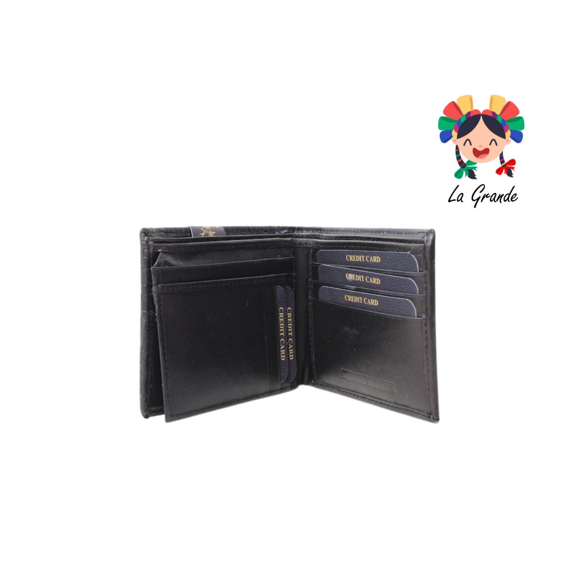 03 Cartera Negro Textura Casual para Caballero