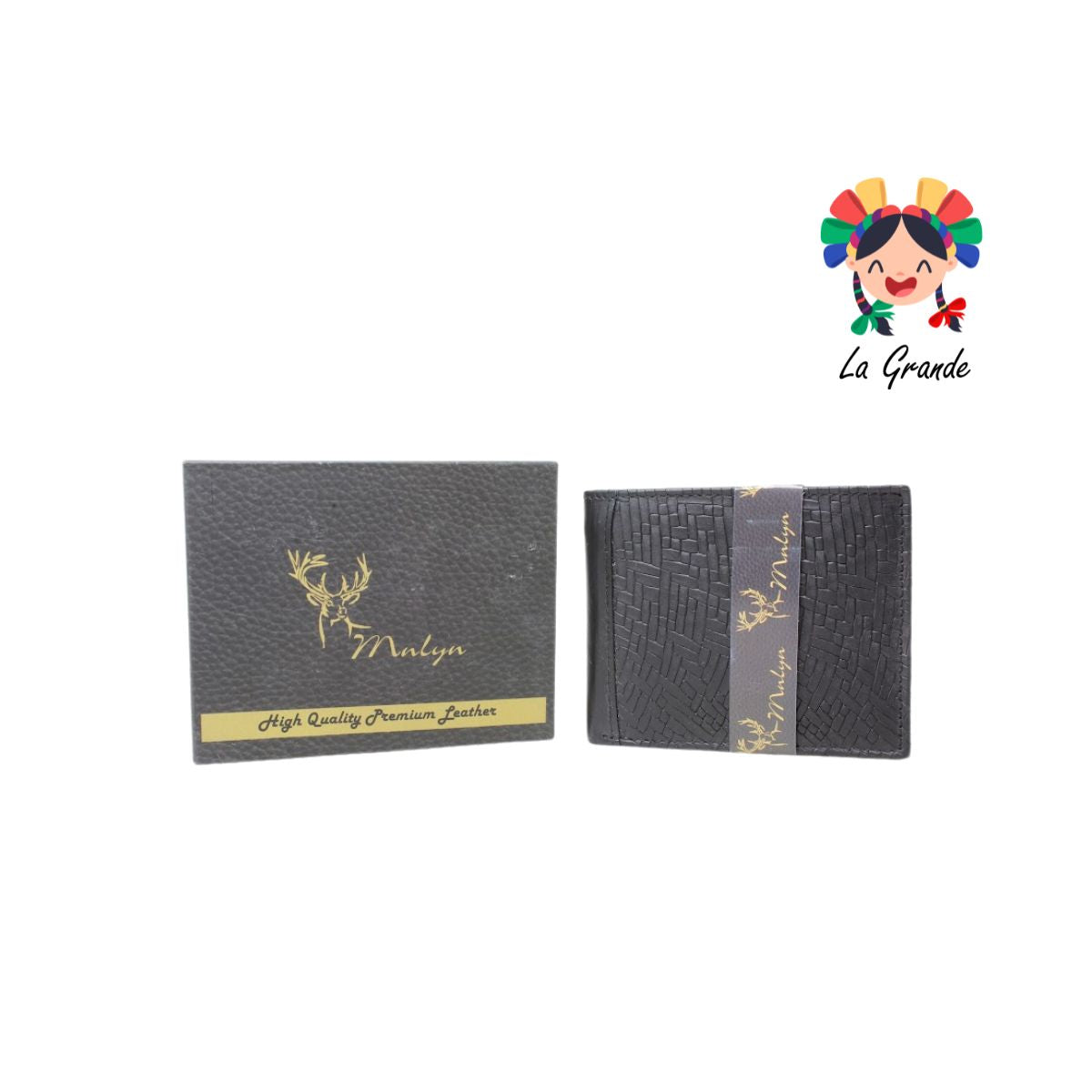 03 Cartera Negro Textura Casual para Caballero